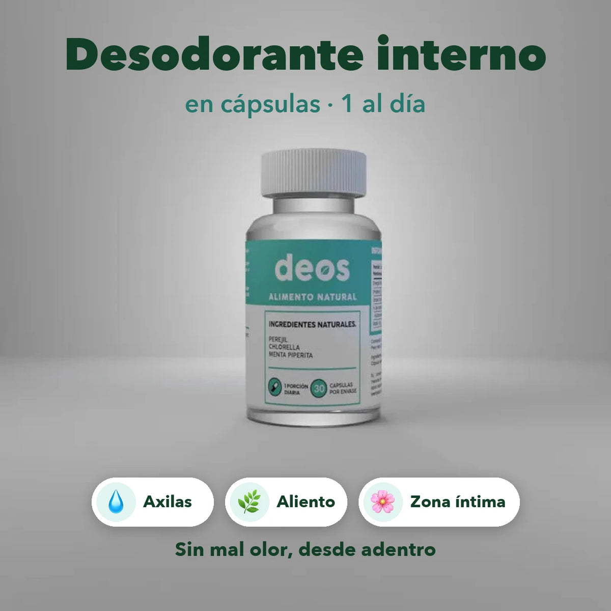 DEOS desodorante interno para axilas, aliento y zona íntima