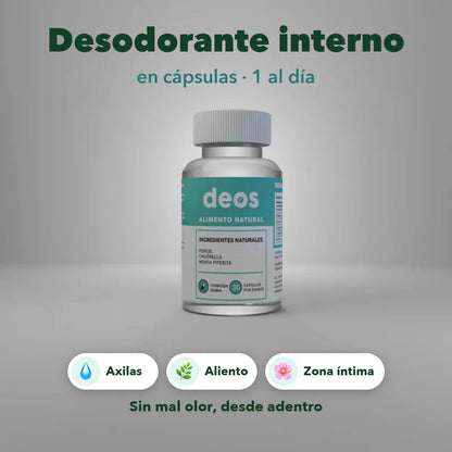 DEOS desodorante interno para axilas, aliento y zona íntima