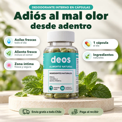 DEOS desodorante interno en cápsulas: axilas, aliento y zona íntima
